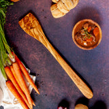 Extra Long Handled Olive Wood Spatula with Flat Head for Stockpots