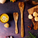 Extra Long Handled Olive Wood Spatula with Flat Head for Stockpots