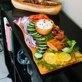 Wooden platter with Lox Salmon spread