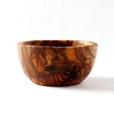 olive wood bowl on white background