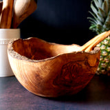 Extra Large Rustic Serving Bowl on dark background