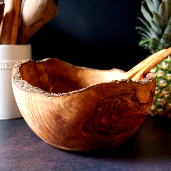 Extra Large Rustic Serving Bowl on dark background