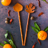 Wooden Leaf Salad Servers Set