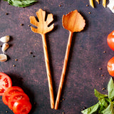 Wooden Leaf Salad Servers Set