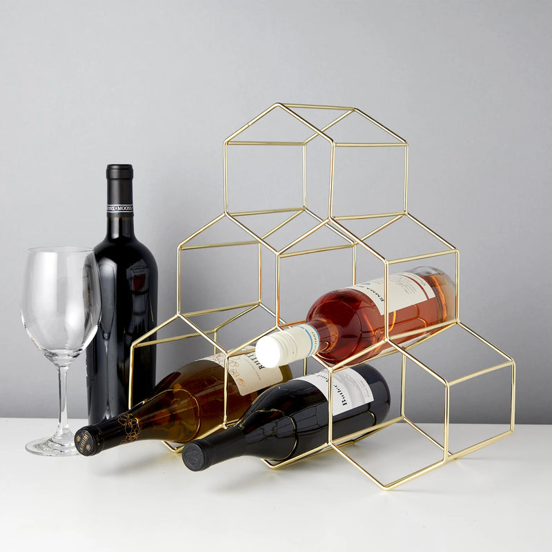 Gold Geometric Wine Bottle Holder