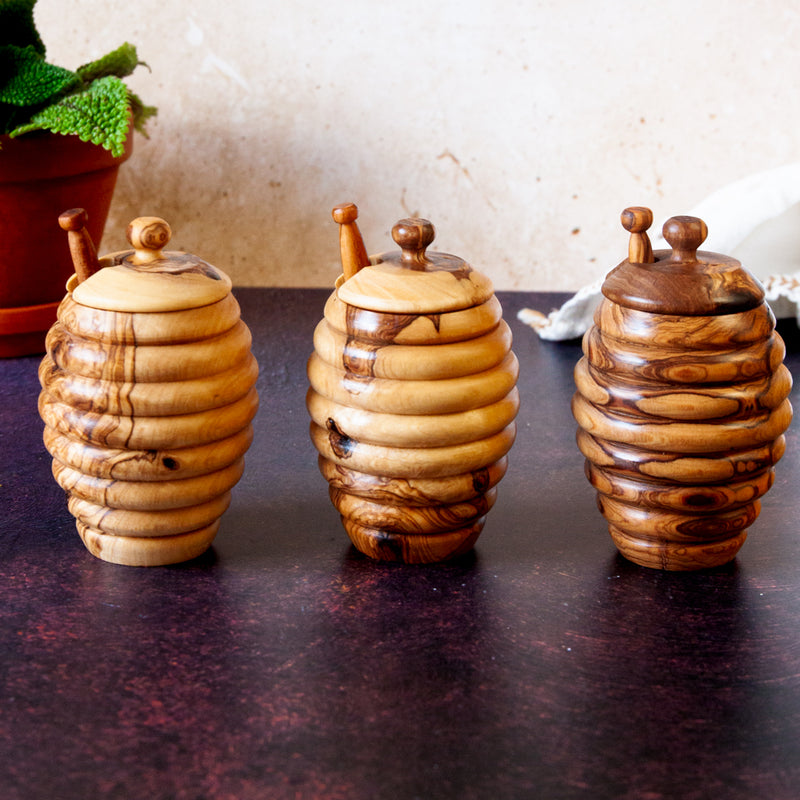 Olive Wood Honey Jar
