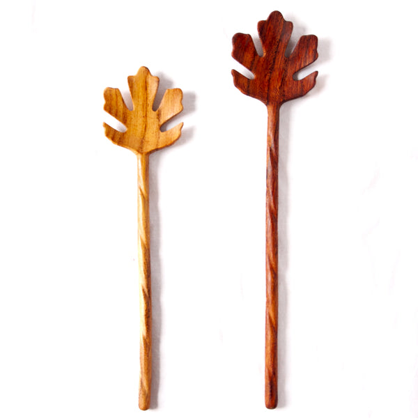 Carved Oak Leaf Wooden Spoon
