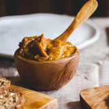 Olive Wood Appetizer Spoon with Pumpkin Butter and Olive Wood Bowl