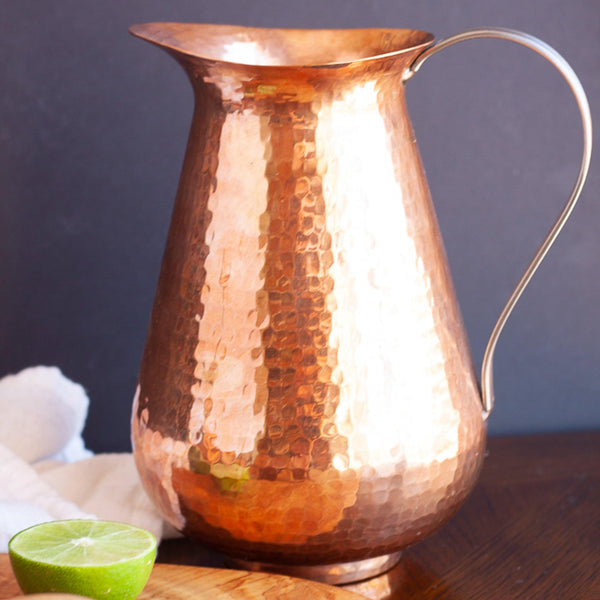 Copper Water Pitcher with Stainless Steel Handle
