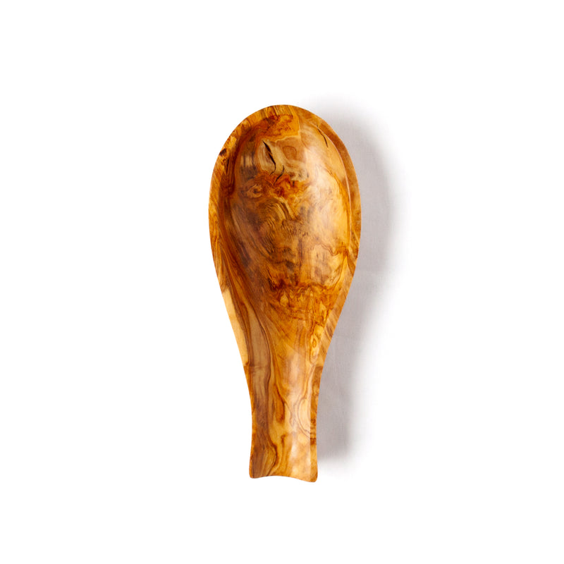 Olive Wood Spoon Rest on white background