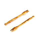 Two Olive Wood Olive Pickers on white background