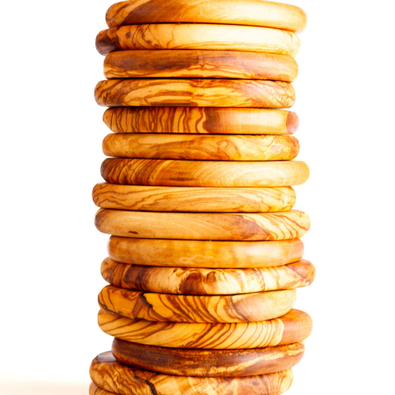 Olive Wood Coasters stacked high
