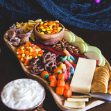 Olive Wood Serving Platter with Halloween Candy Board