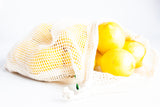 Reusable grocery bags with lemons
