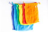 Organic Cotton Reusable Produce Bags- Set of 6 - Rainbow Assortment
