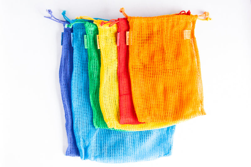 Organic Cotton Reusable Produce Bags- Set of 6 - Rainbow Assortment