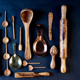 Flat lay of wooden utensils