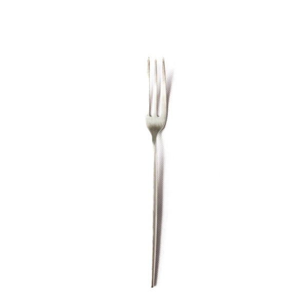 Matte Silver Appetizer Fork on white background
