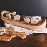 Rustic Olive Wood Cracker Dish with cookies